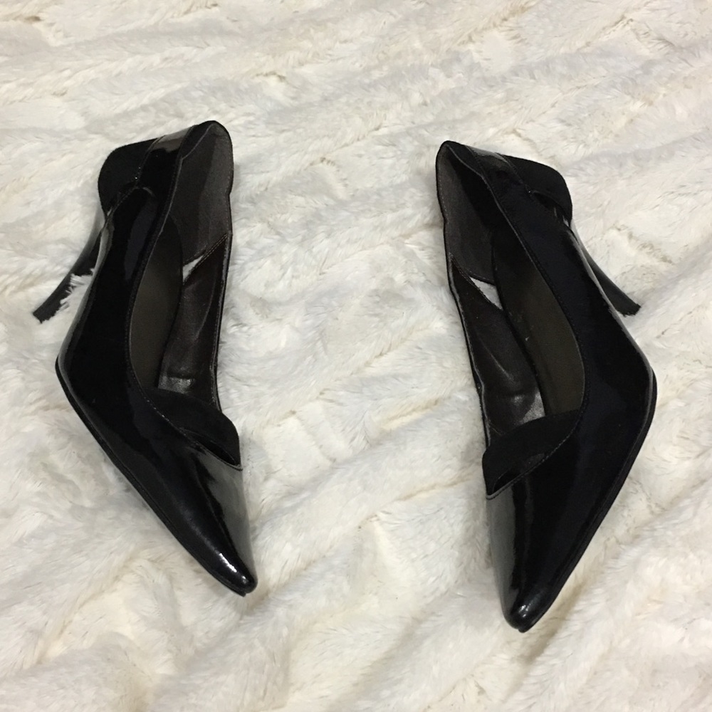 Women black heels size 8 patent leather